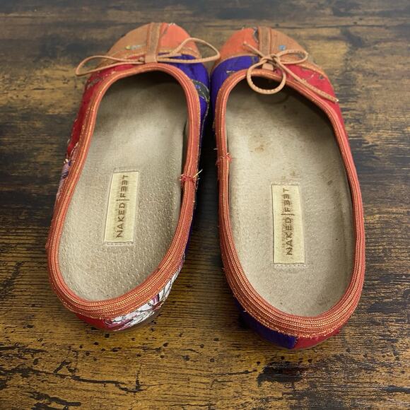 Naked Feet Flats Loafers‎ Womens Sz 8M Orange Red Blue Sequins Boho - Picture 5 of 12